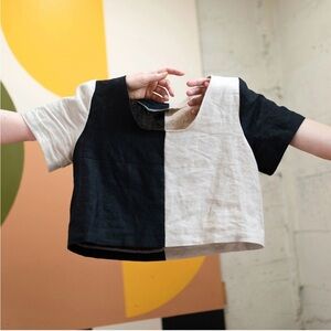 Ersa Fibers Quilted Frankie Top in Black & Cream